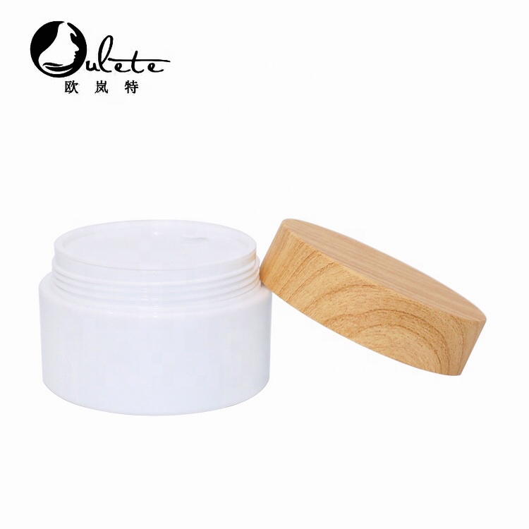 200ml wide mouth plastic facial jar 250ml PP cream jar with wooden lid
