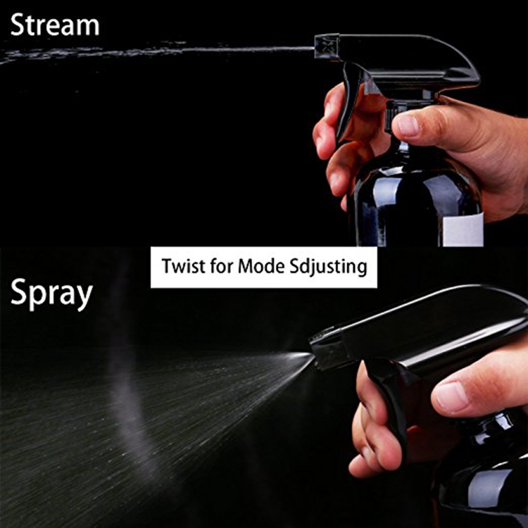 200ml300ml400ml500ml Brown Boston Glass Bottle With plastic hand button make-up water sprinkler garden spray gun bottle