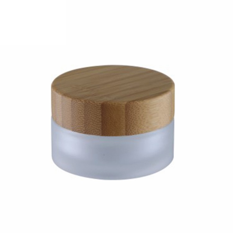 2017 cosmetic luxury new trendy round shape wooden bamboo 15g 30g 50g glass jar bamboo lid