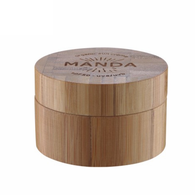 2017 cosmetic luxury new trendy round shape wooden bamboo 15g 30g 50g glass jar bamboo lid