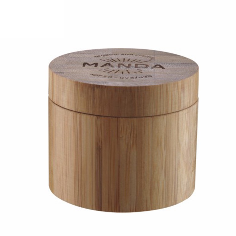 2017 cosmetic luxury new trendy round shape wooden bamboo 15g 30g 50g glass jar bamboo lid