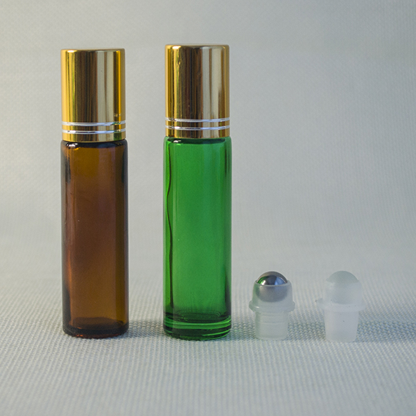 2017 hot sale product clear 10ml 8ml 6ml 4ml roll on glass bottle with silver and gold cap