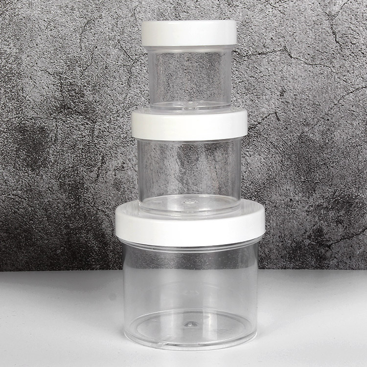 2018 Hot selling plastic 150ML 60ML 30ML PS transparent storage jar