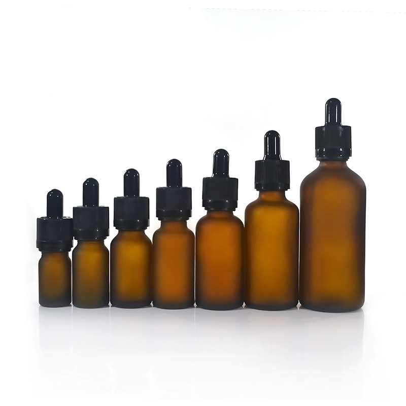 2018 New essential oil e liquid 5ml 10ml 15ml 20ml 30ml 50ml 60ml 100ml round bamboo frosted amber glass dropper bottle