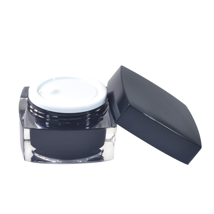 2018 hot new products empty 5g 10g 15g 30g 50g square black plastic acrylic cream cosmetic jar packing wholesale