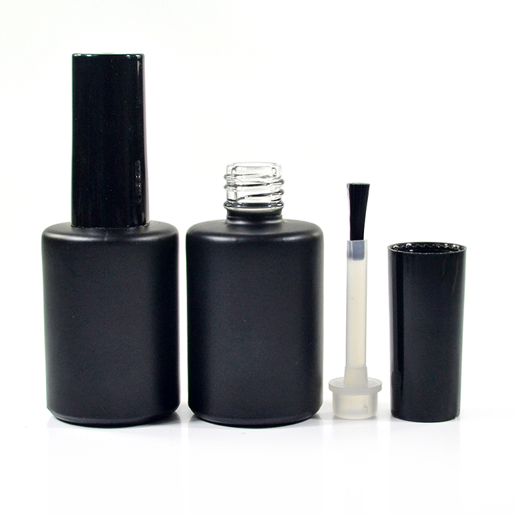 2018 hot sale 7ml 9ml 11ml 13ml 15ml 17ml clear black pink nail polish bottle with black top