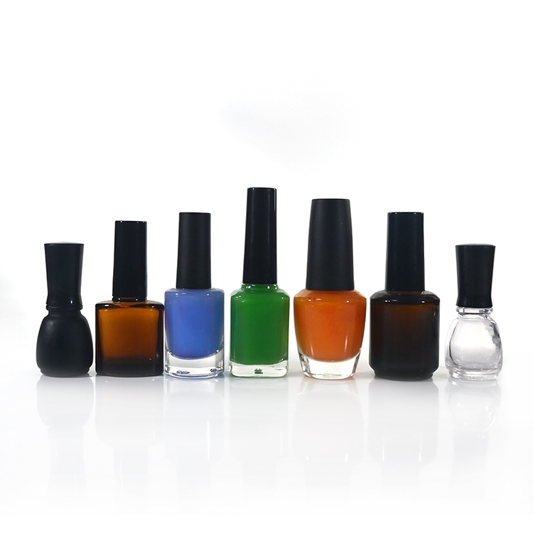 2018 hot sale 7ml 9ml 11ml 13ml 15ml 17ml clear black pink nail polish bottle with black top