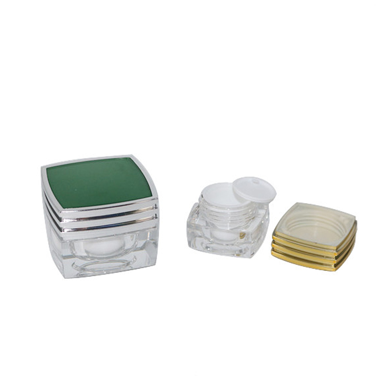 2018 new product cosmetic packaging 10ml cosmetic acrylic sample jar nail gel face cream square pots jar