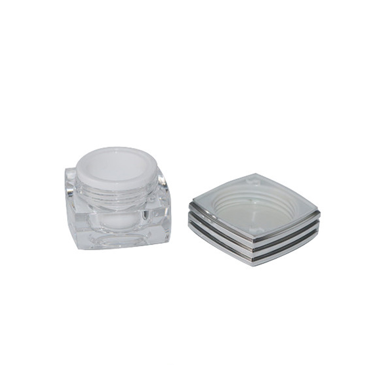 2018 new product cosmetic packaging 10ml cosmetic acrylic sample jar nail gel face cream square pots jar