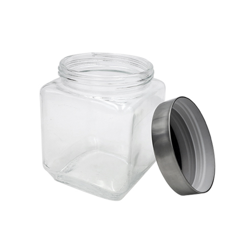 2019 30oz high quality clear glass caviar jar with metal lid