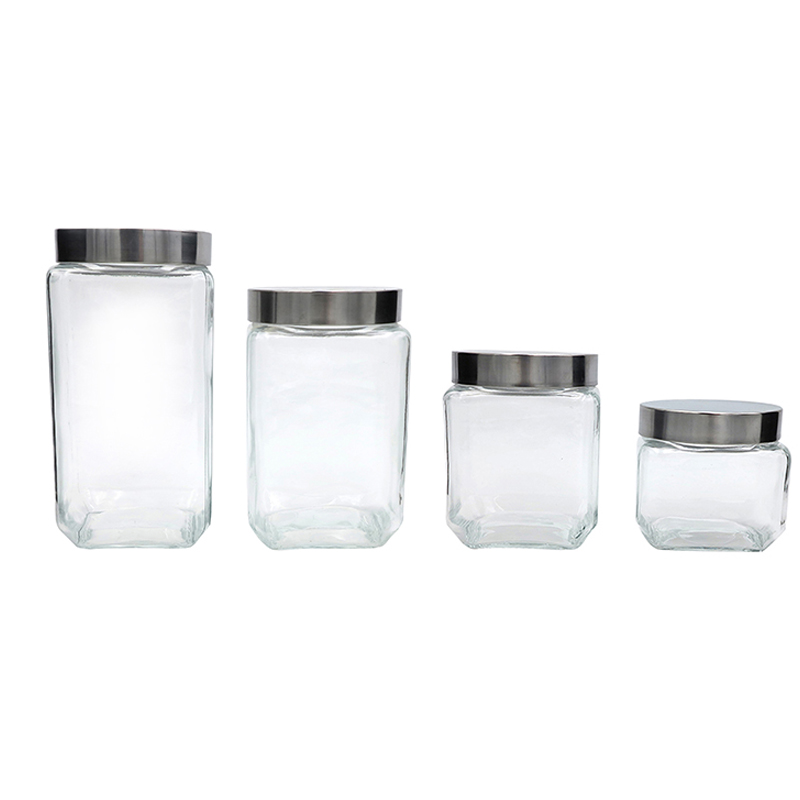 2019 30oz high quality clear glass caviar jar with metal lid