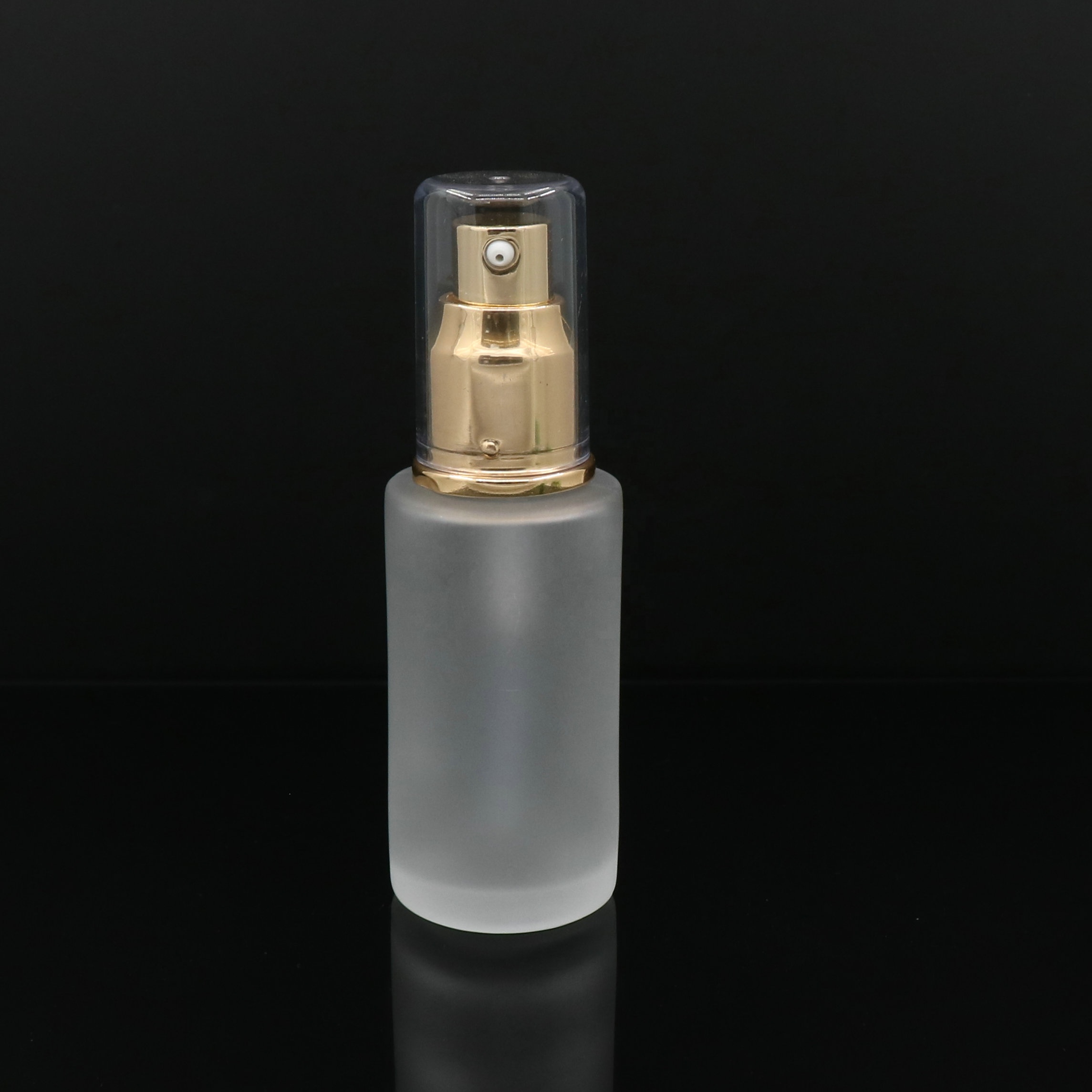 2019 High Quality Frosted Cylinder Skin Care glass Toner/ Essence pump Bottle,Acrylic Lotion bottle with pump for cosmetic use