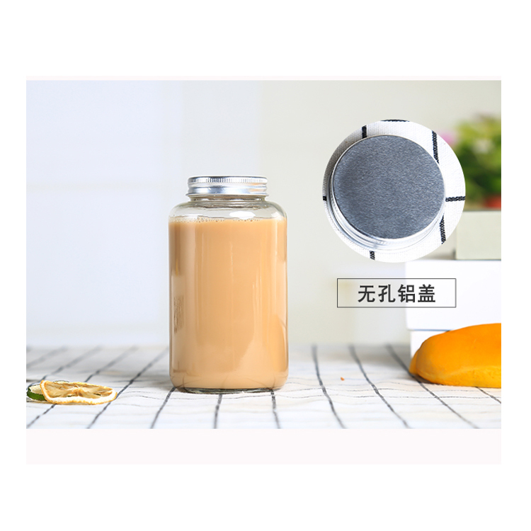 2019 Hot Sale 500Ml 16Oz Glass Beverage Bottle Milk Tea Coffee Juice Cup Enzyme Bottle Glass Coffee With Aluminum Cap