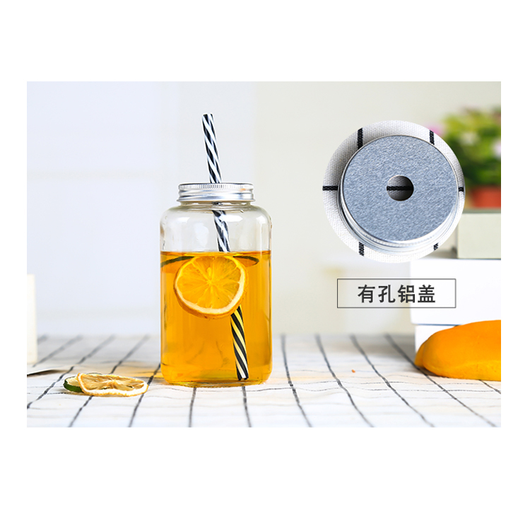 2019 Hot Sale 500Ml 16Oz Glass Beverage Bottle Milk Tea Coffee Juice Cup Enzyme Bottle Glass Coffee With Aluminum Cap