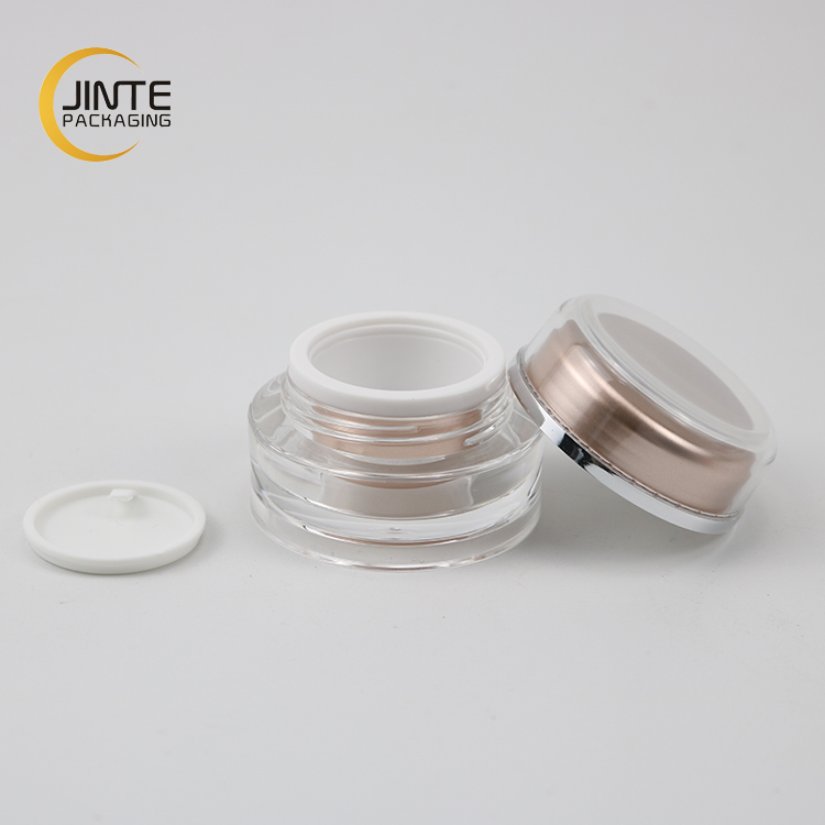 2019 New Product Cosmetic Packaging Samples Jar 10ml Rose Gold Acrylic Cream Jar