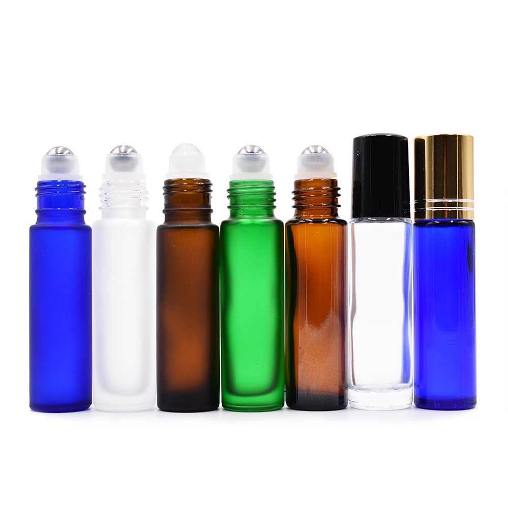 2019 New Products In Stock 10ml colorful gradient essential oil perfume glass roller bottles with metal roller