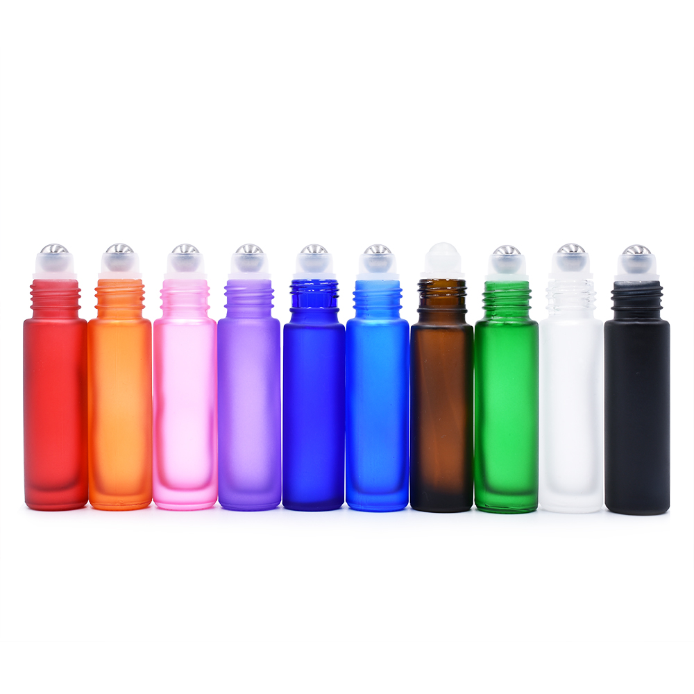 2019 New Products In Stock 10ml colorful gradient essential oil perfume glass roller bottles with metal roller