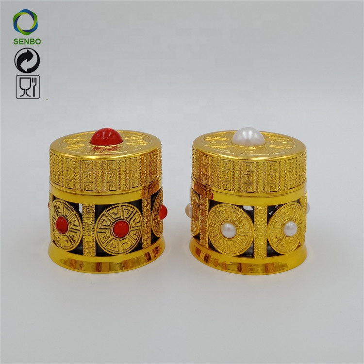 2019 New Style Saffron Glass Packing Bottle with Gold Lid Hemp Herb Glass Packing Container With Plastic Lid