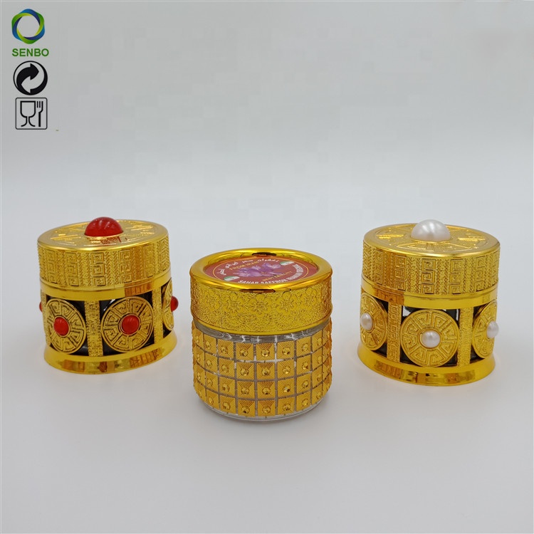 2019 New Style Saffron Glass Packing Bottle with Gold Lid Hemp Herb Glass Packing Container With Plastic Lid