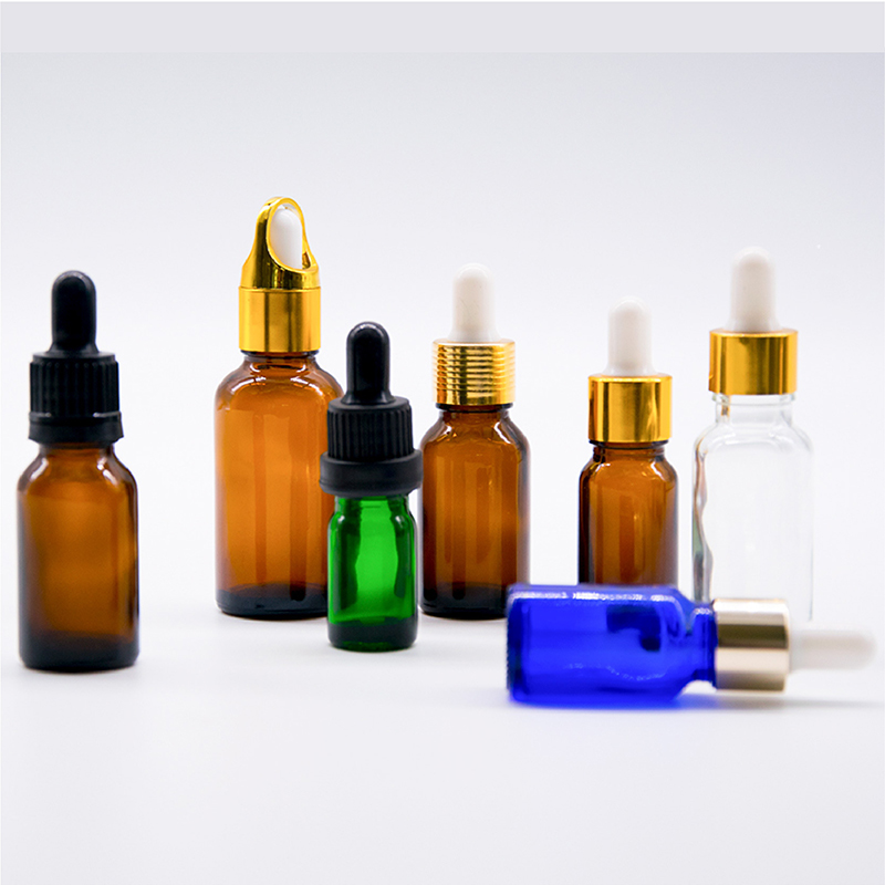 2019 best selling empty clear amber green blue dropper glass cosmetics jar bottle unbreakable for oil 5ml 15ml 30ml