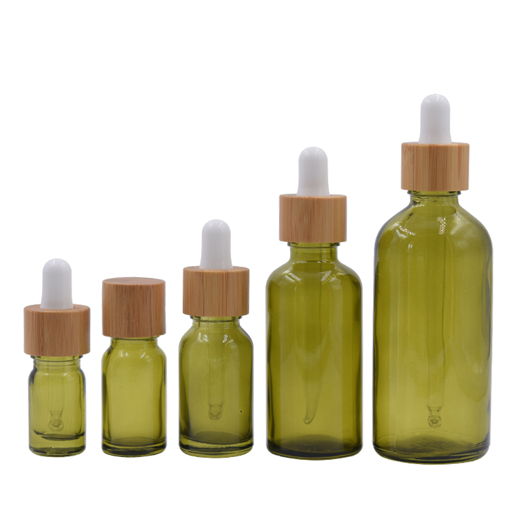 2019 hot selling amber square 10ml 20ml 30ml 50ml 100ml serum essential olive oil glass bottles bamboo dropper