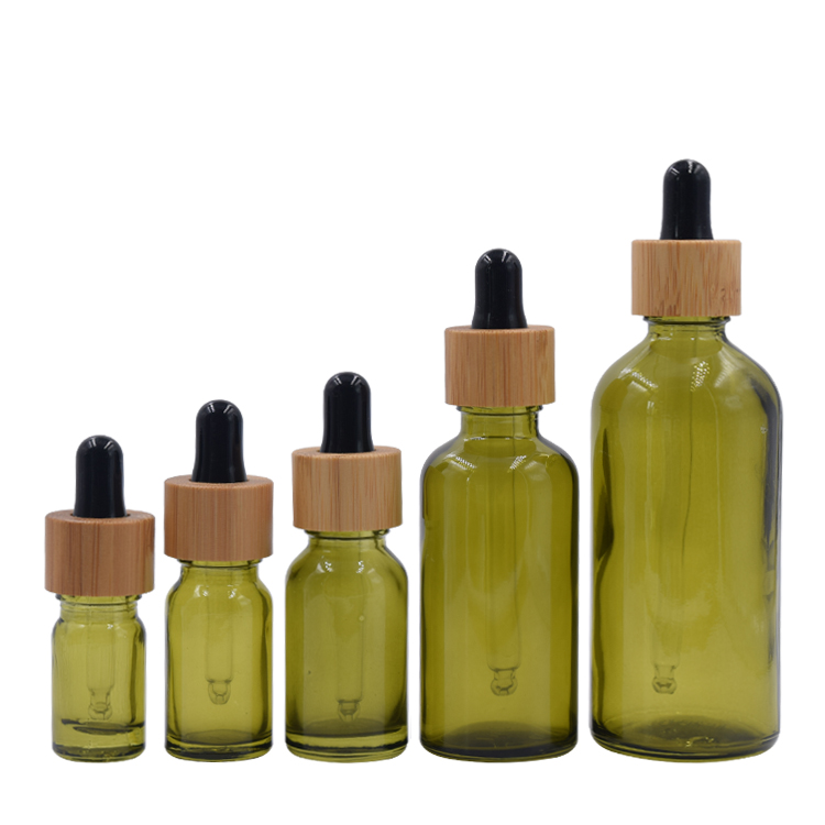 2019 hot selling amber square 10ml 20ml 30ml 50ml 100ml serum essential olive oil glass bottles bamboo dropper