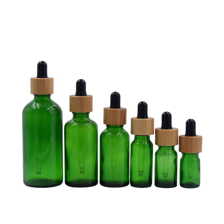 2019 hot selling amber square 10ml 20ml 30ml 50ml 100ml serum essential olive oil glass bottles bamboo dropper