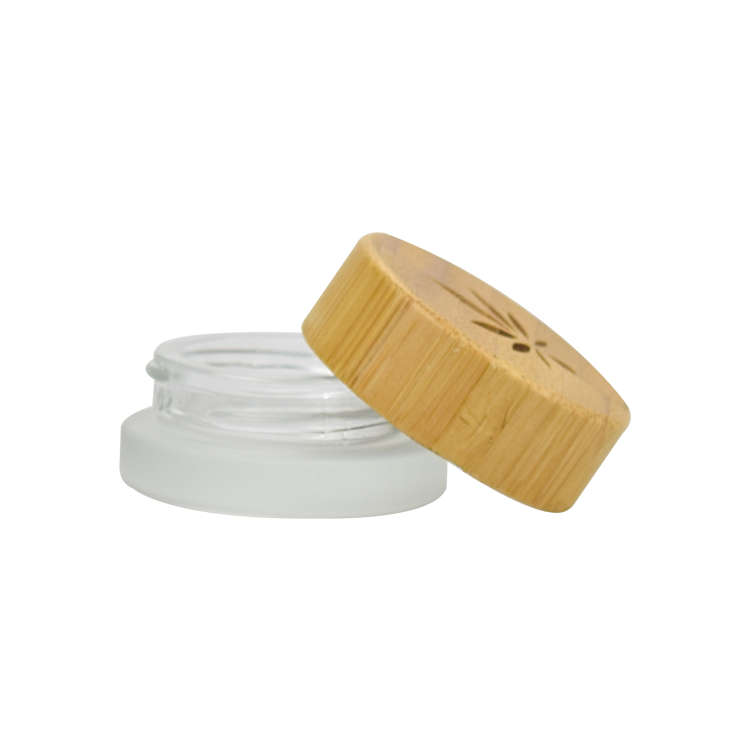 2019 latest popular 5g 15g 30g 50g 100ml clear frosted glass cosmetic cream jar with engraving bamboo lid
