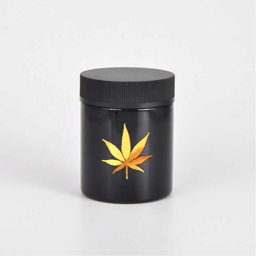2019 new arrivals weed container glass jar with child resistant lid black straight sided glass jar for hemp