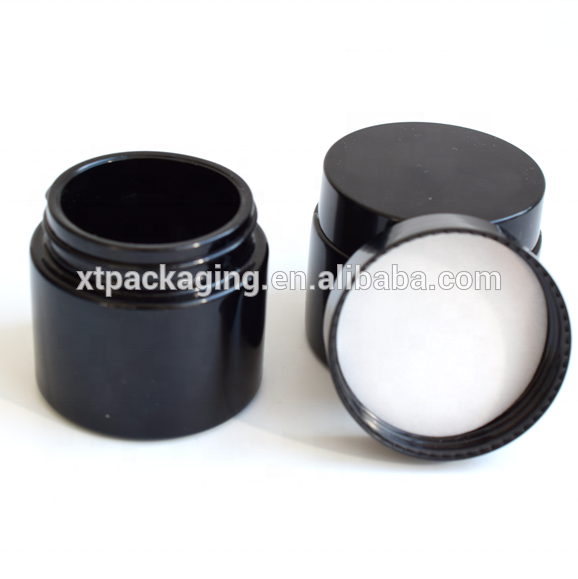 2019 new arrivals weed container glass jar with child resistant lid black straight sided glass jar for hemp