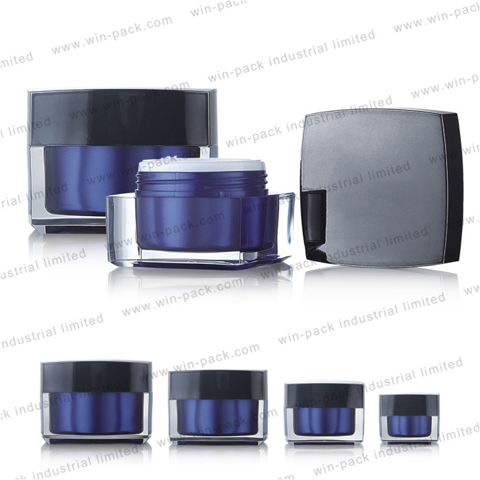 2019 new cosmetic packing 5g 30g 50g square purple designer acrylic cream jar and dual wall container