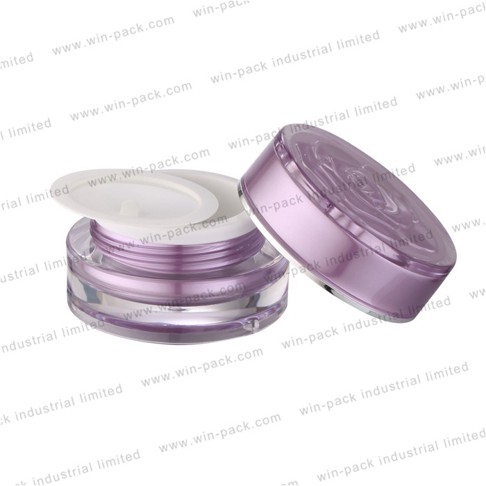 2019 new cosmetic packing 5g 30g 50g square purple designer acrylic cream jar and dual wall container