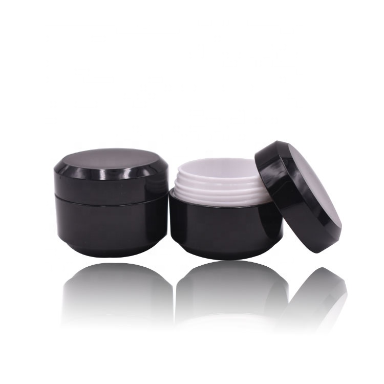 2019 new stocks beauty double wall PP jar black plastic cosmetic jar empty 1oz 30g custom cream jar black