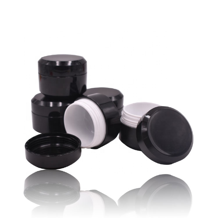 2019 new stocks beauty double wall PP jar black plastic cosmetic jar empty 1oz 30g custom cream jar black