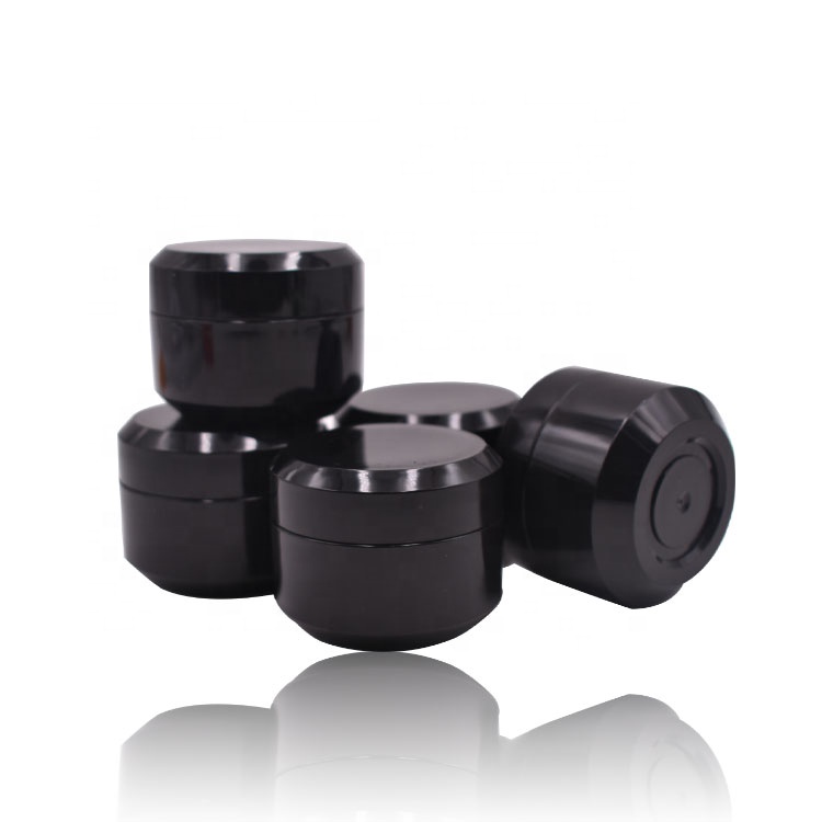 2019 new stocks beauty double wall PP jar black plastic cosmetic jar empty 1oz 30g custom cream jar black