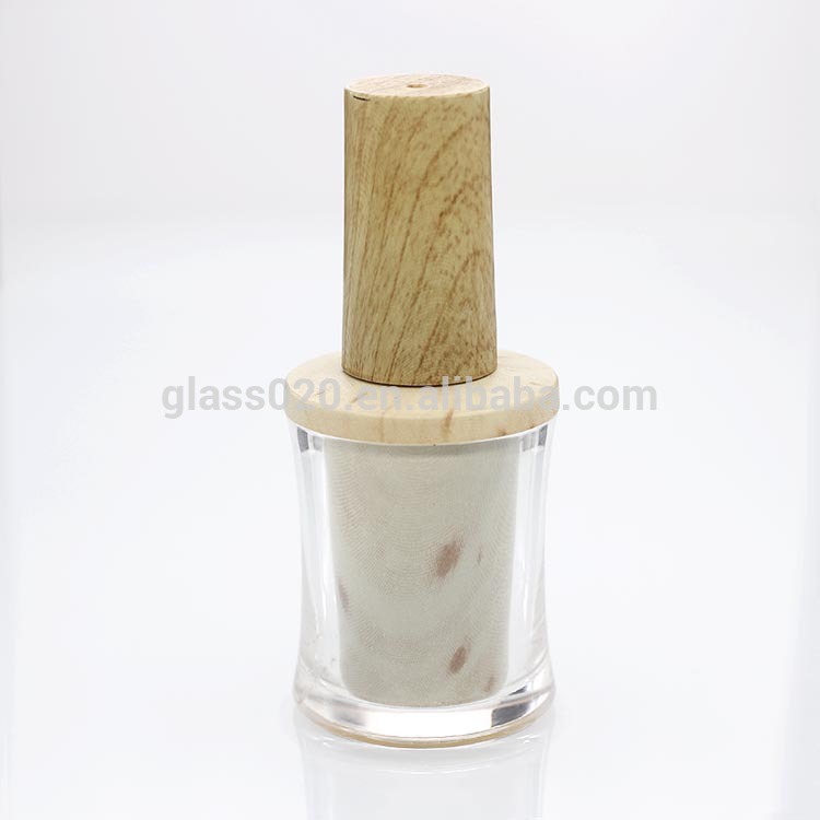 2019 popular acrylic nail polish bottle with wooden cap and brush