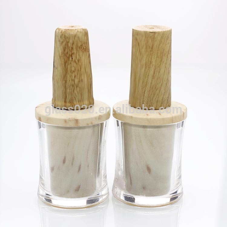 2019 popular acrylic nail polish bottle with wooden cap and brush