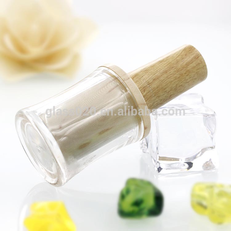 2019 popular acrylic nail polish bottle with wooden cap and brush