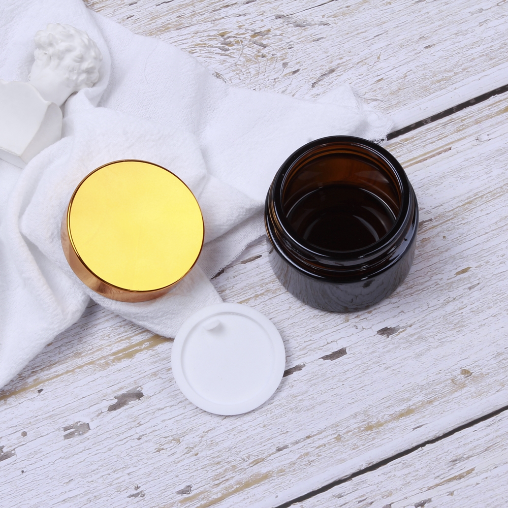 2020 15g/30g/50g Clear Or Amber Empty Glass Jars For Cream Cosmetic Jars With Gold or Sliver Lids