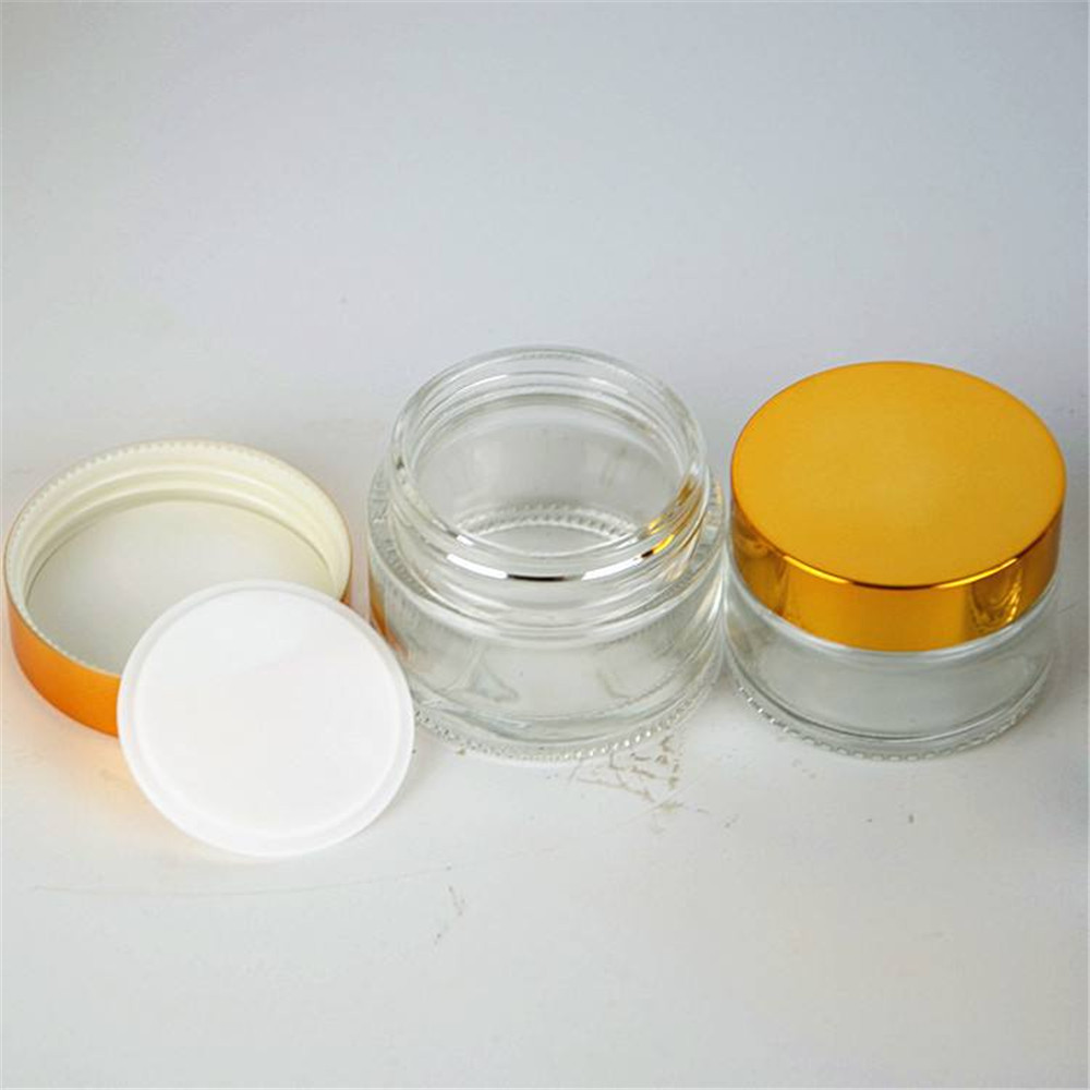 2020 30ml 50ml Amber cosmetic glass skincare face cream jar with golden/silver/black/white cap