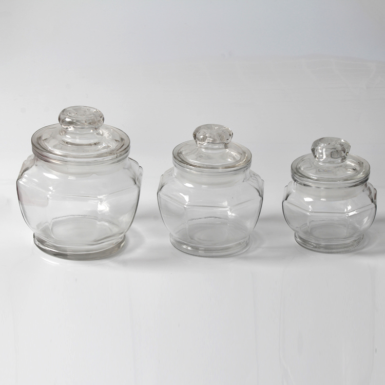 2020 500ml 800ml 1000ml Round Air Tight Glass Storage Jar with Glass Lid for Food