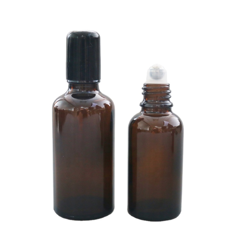 2020 5ml 10ml 30ml 50ml amber glass roll on essential oil roller bottles