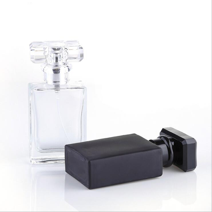 2020 Amazon New Style 30 ml 50ml 100ml Clear Black Empty Glass Perfume Bottle With Cap
