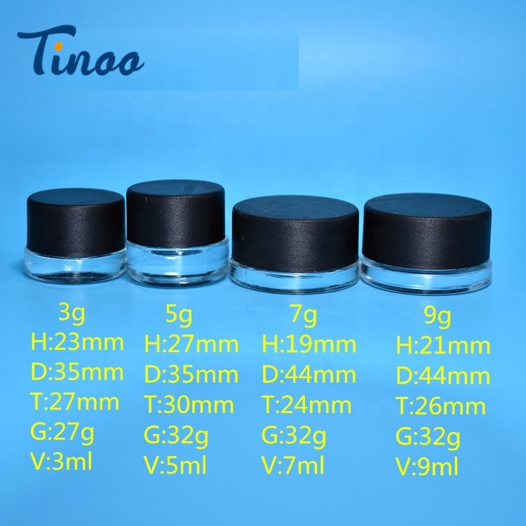 2020 Amazon top seller Round Mini Glass Containers 5ML 9ML Glass Wax Jar Concentrate Dabs