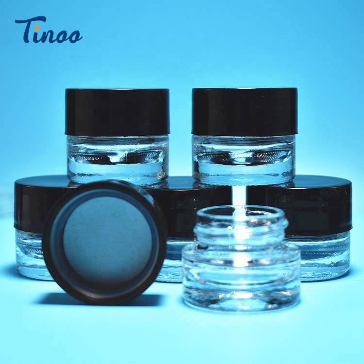 2020 Amazon top seller Round Mini Glass Containers 5ML 9ML Glass Wax Jar Concentrate Dabs