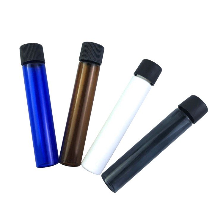 2020 Amber Glass Tube For Preroll Glass Test Tubes With Plastic Lid Child Proof Cap 22*120mm
