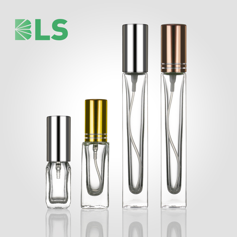 2020 BLS Free Sample Wholesale 5ml 10ml 30ml 50ml 100ml Custom Screw Clear Square Spray Empty Glass Perfume Bottles
