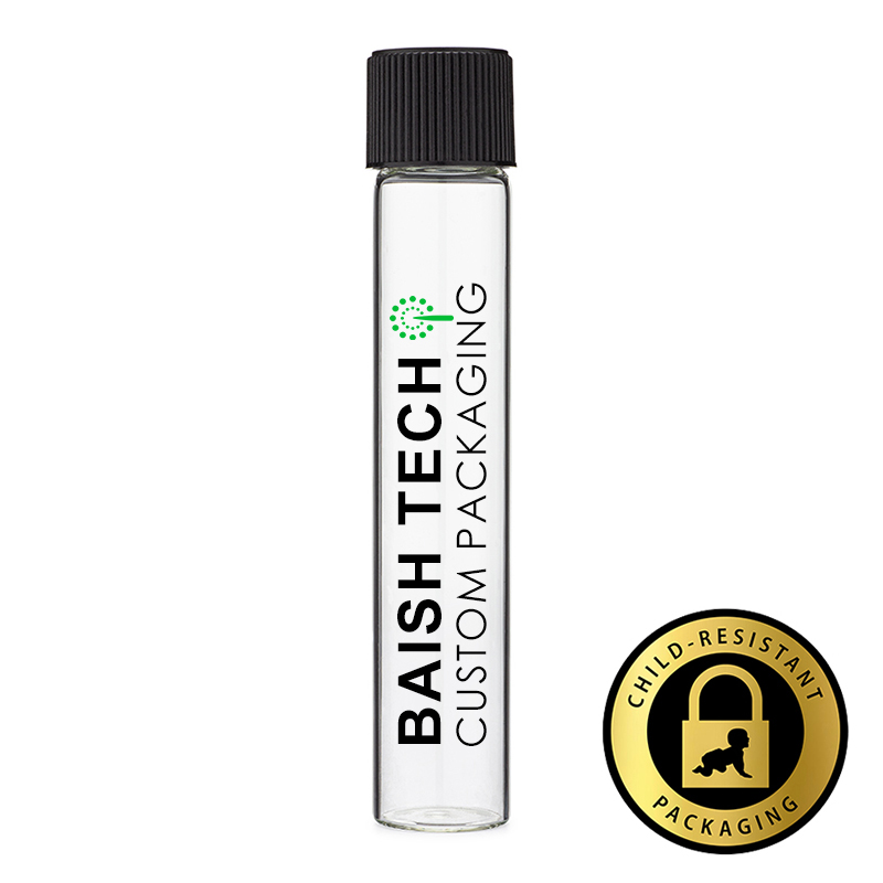 2020 Clear 20x116mm Glass Test Tube Pre Roll Joint Tube with CR Lid for glass Packaging from baish tech