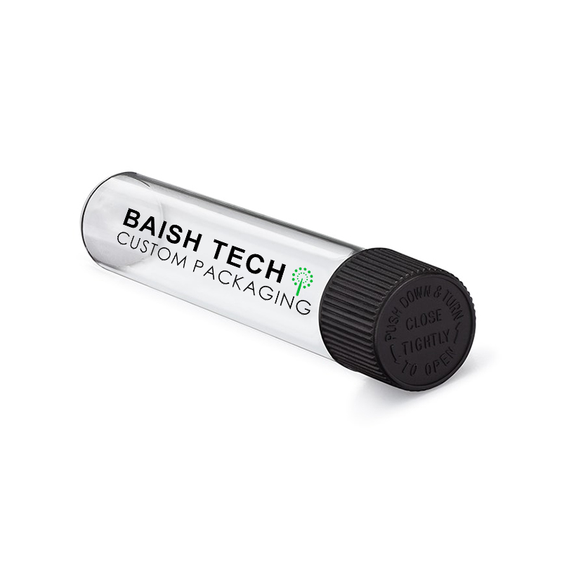 2020 Clear 20x116mm Glass Test Tube Pre Roll Joint Tube with CR Lid for glass Packaging from baish tech