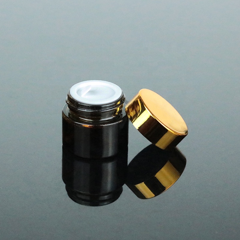 2020 Custom 10g 10ml Amber Cream Container And Packaging Round Lip Balm Round Glass Jar With Gold Lid (GJM12)